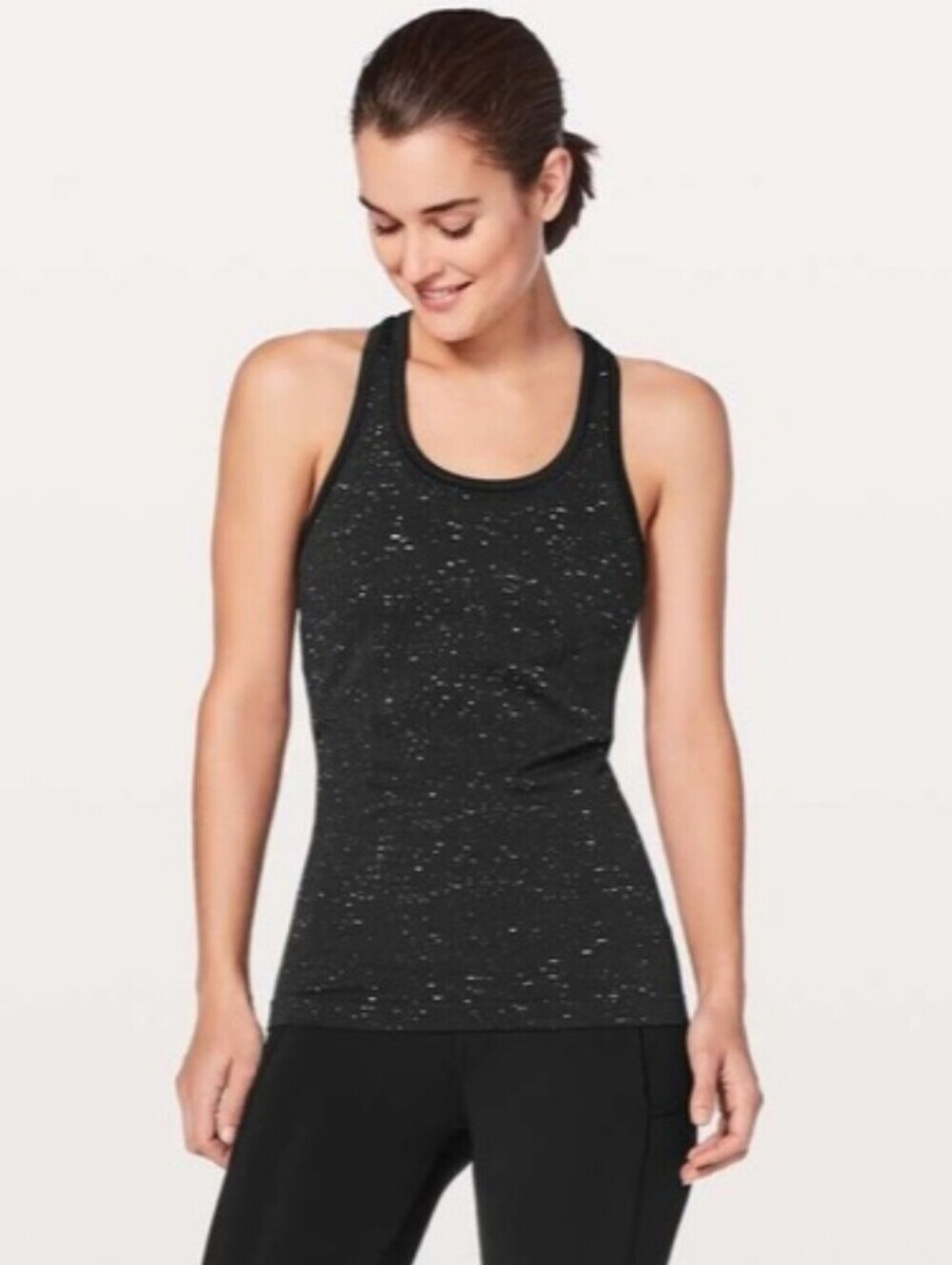 Lululemon Swiftly Tech Racerback Tank Black White Speckle Size 10